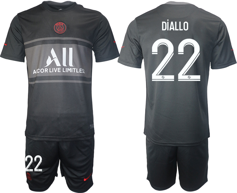 Men 2021-2022 Club Paris St German Second away black #22 Soccer Jersey